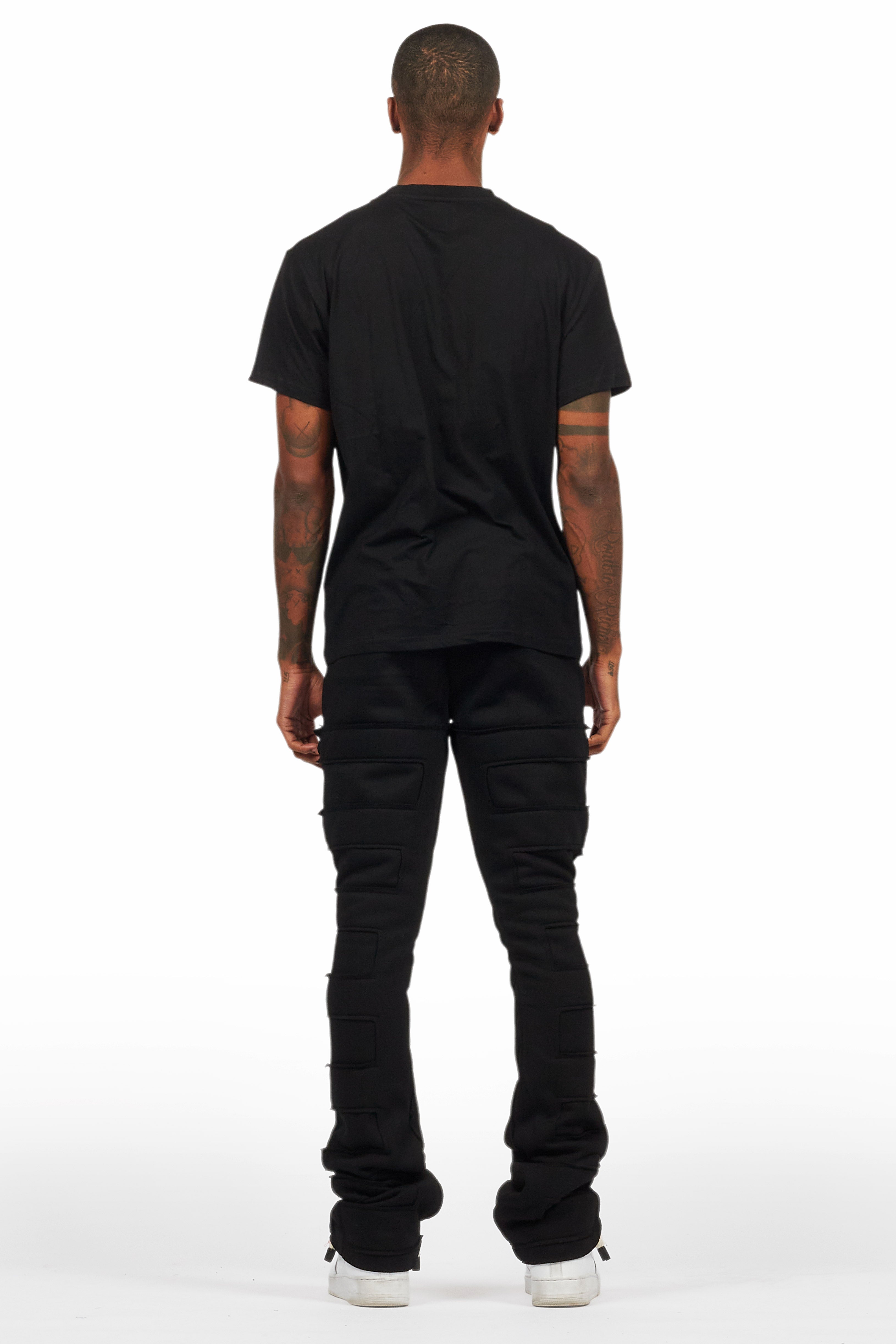 Emilio Black T-Shirt/Stacked Flare Track Set