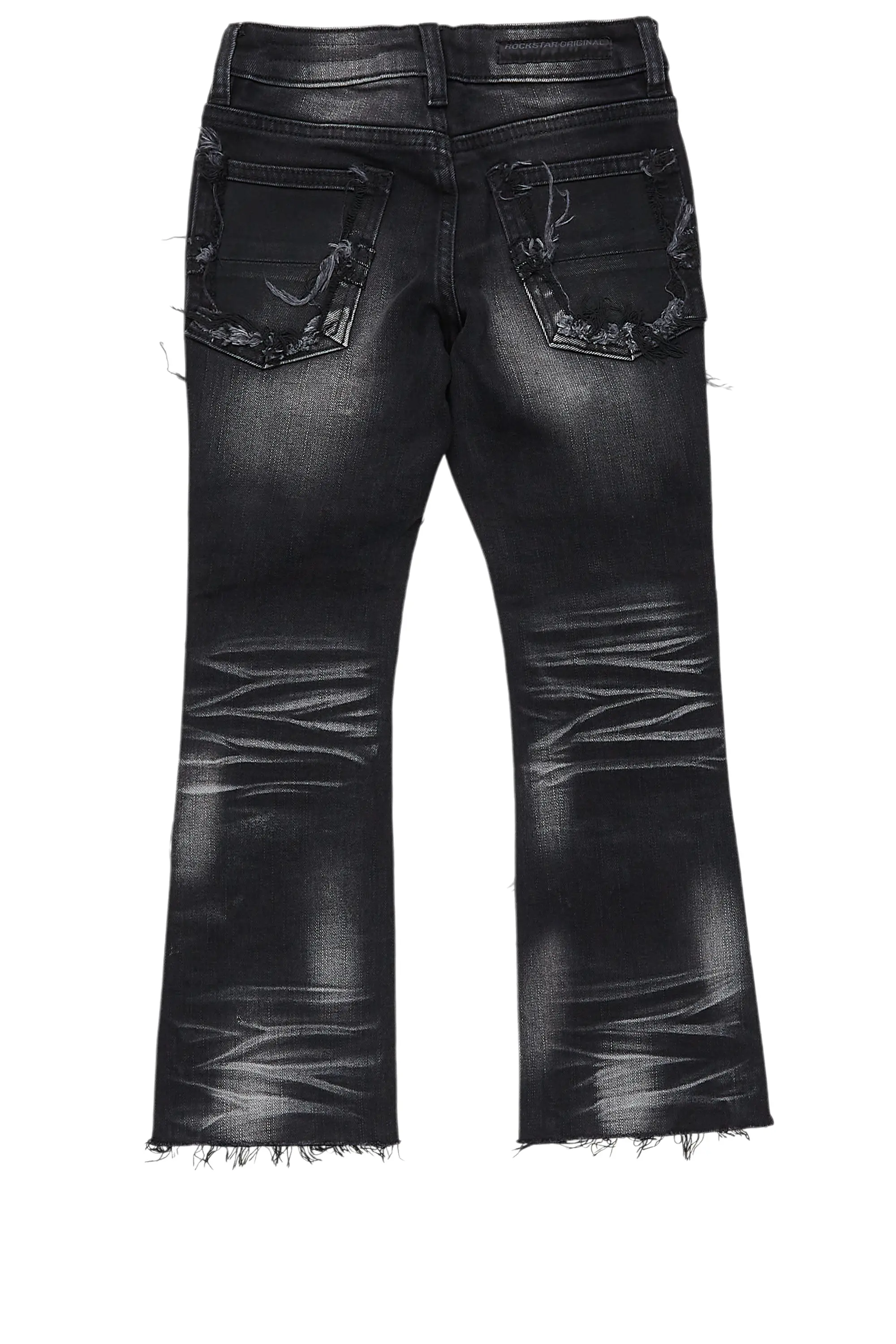 Boys Petrus Black Stacked Flare Jean