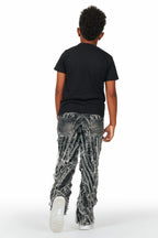 Boys Amina Black T-Shirt/Stack Flare Jean Set