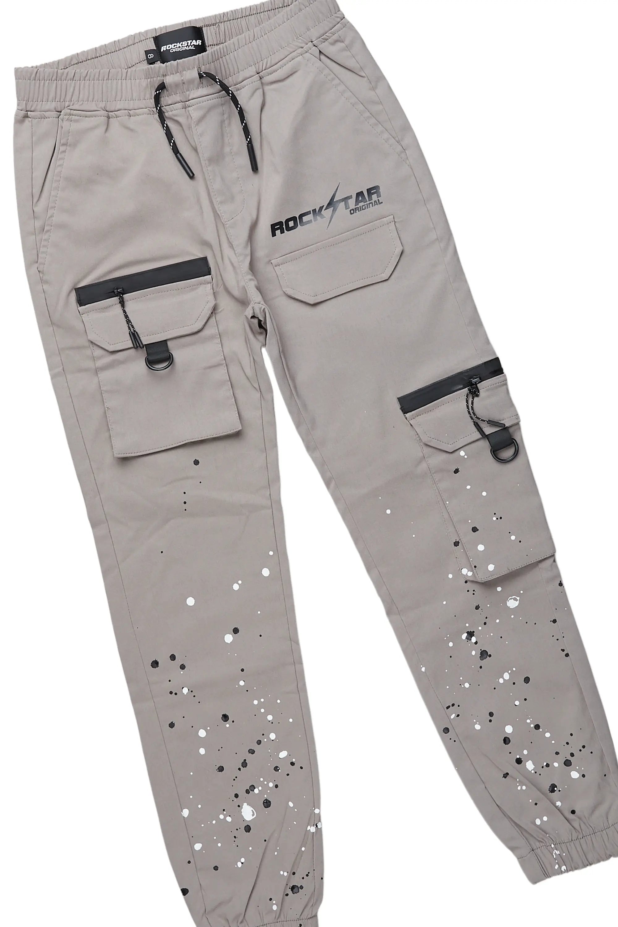 Boys Xanti White/Grey T-Shirt Cargo Pant Set