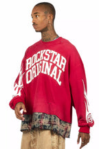 Swerve Red Graphic Flannel Crewneck