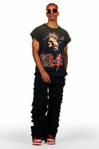 Nalu Black Graphic Muscle T-Shirt