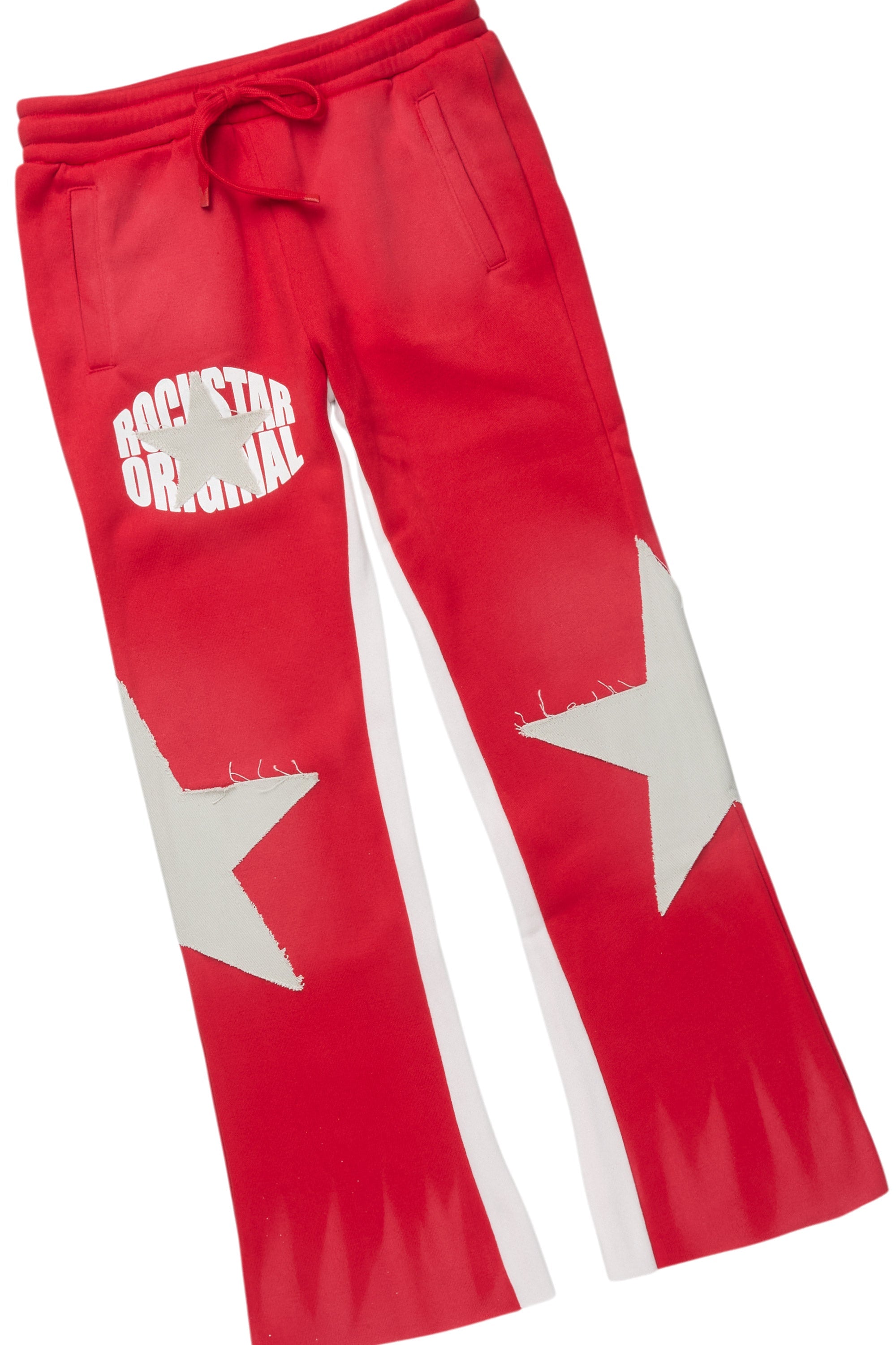 Boys States Red/Heather Grey Stacked Hoodie Track Set