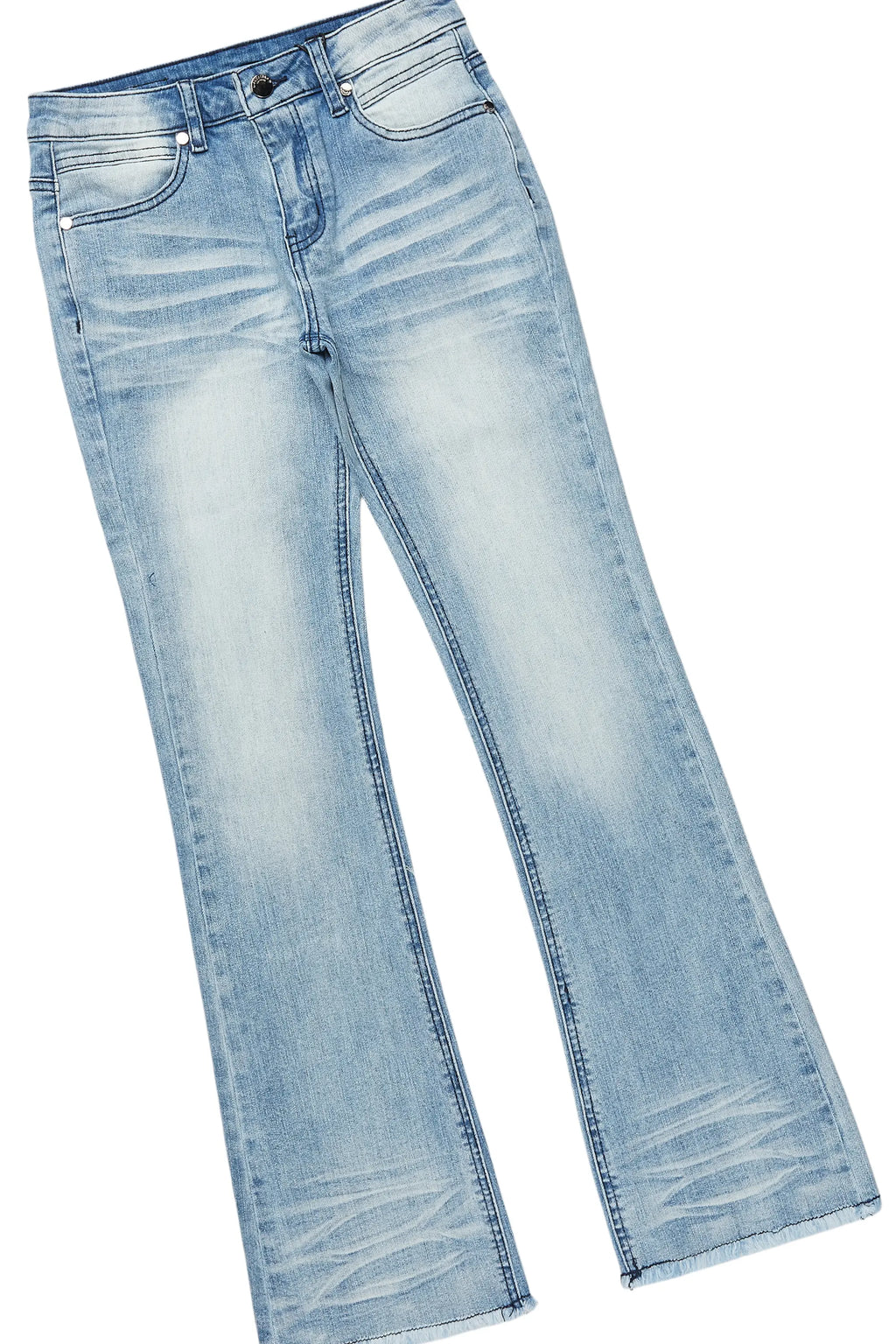 Boys Beno Navy/Blue Hoodie/ Stacked Flare Jean Set