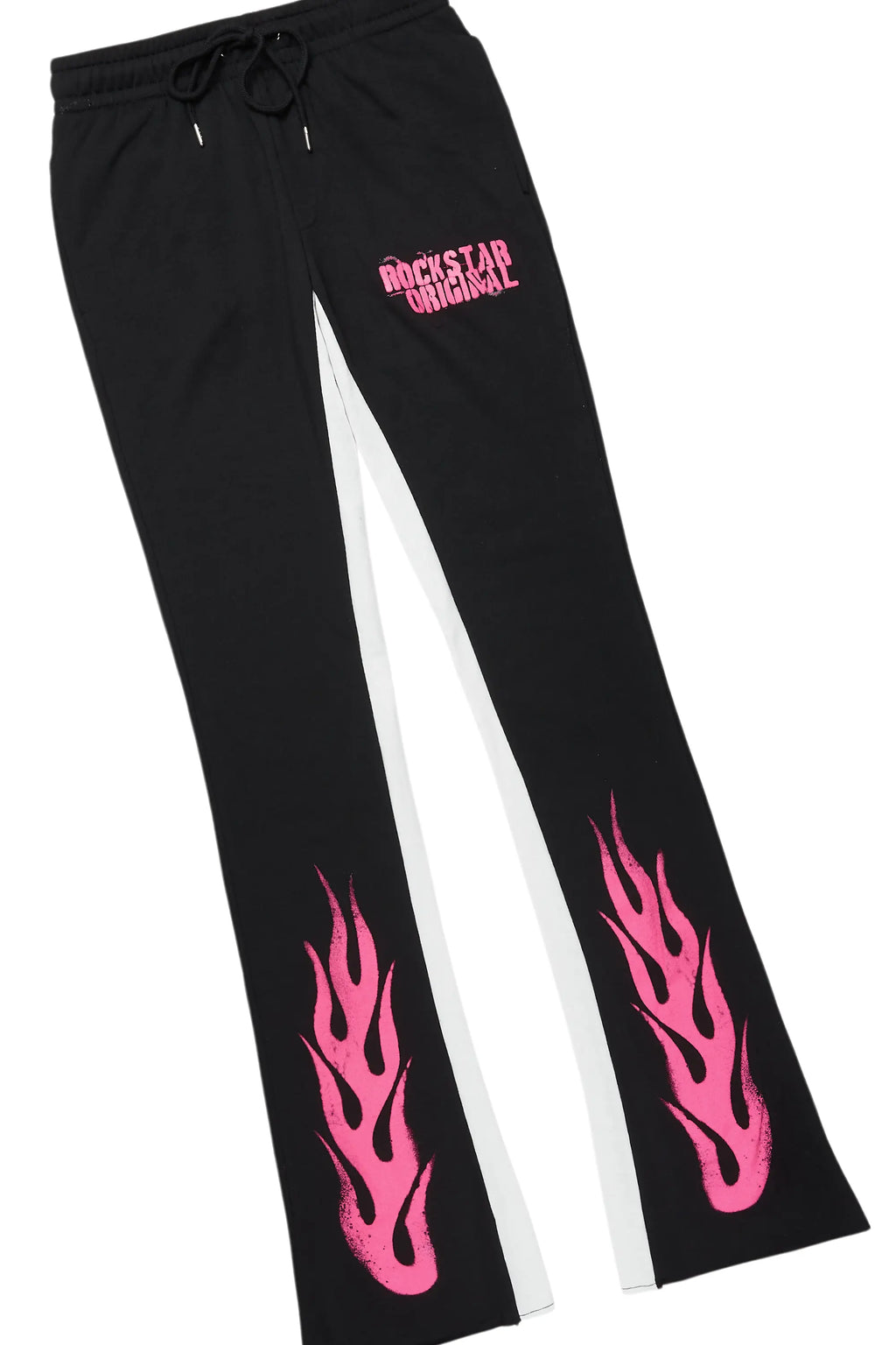 Banyan Black/Pink Long Sleeve T-Shirt/Stacked Baggy Track Pant Set