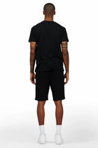 Filip Black Graphic T-Shirt Short Set
