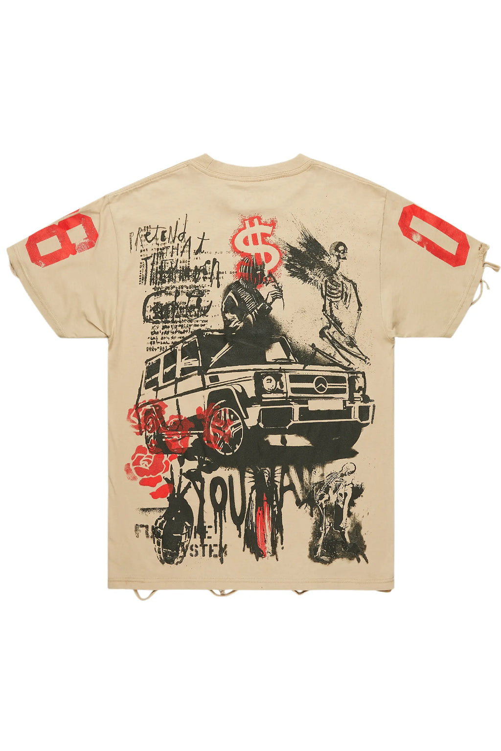 Grill Beige Graphic Oversized T-Shirt