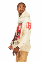 Grill Beige Distressed Graphic Hoodie