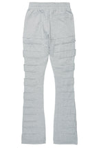 Emilio Heather Grey Stacked Flare Track Pant
