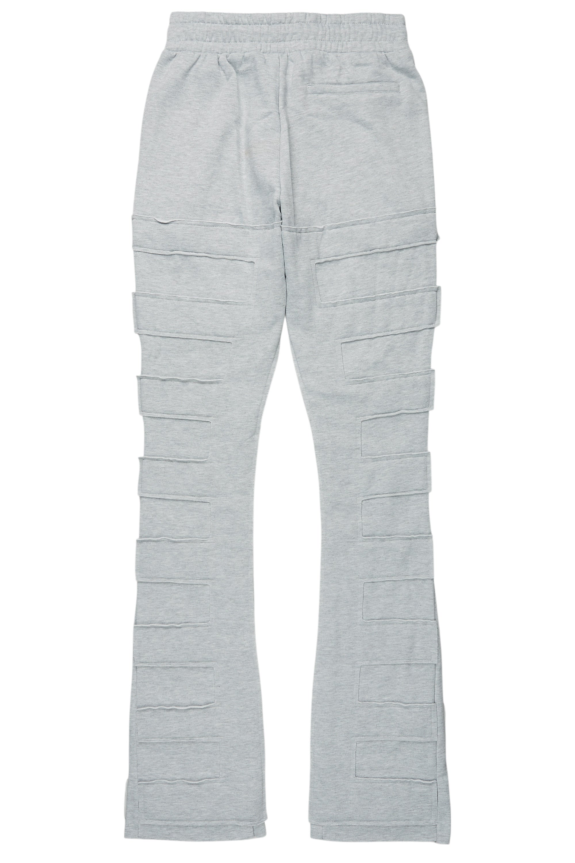 Emilio Heather Grey Stacked Flare Track Pant