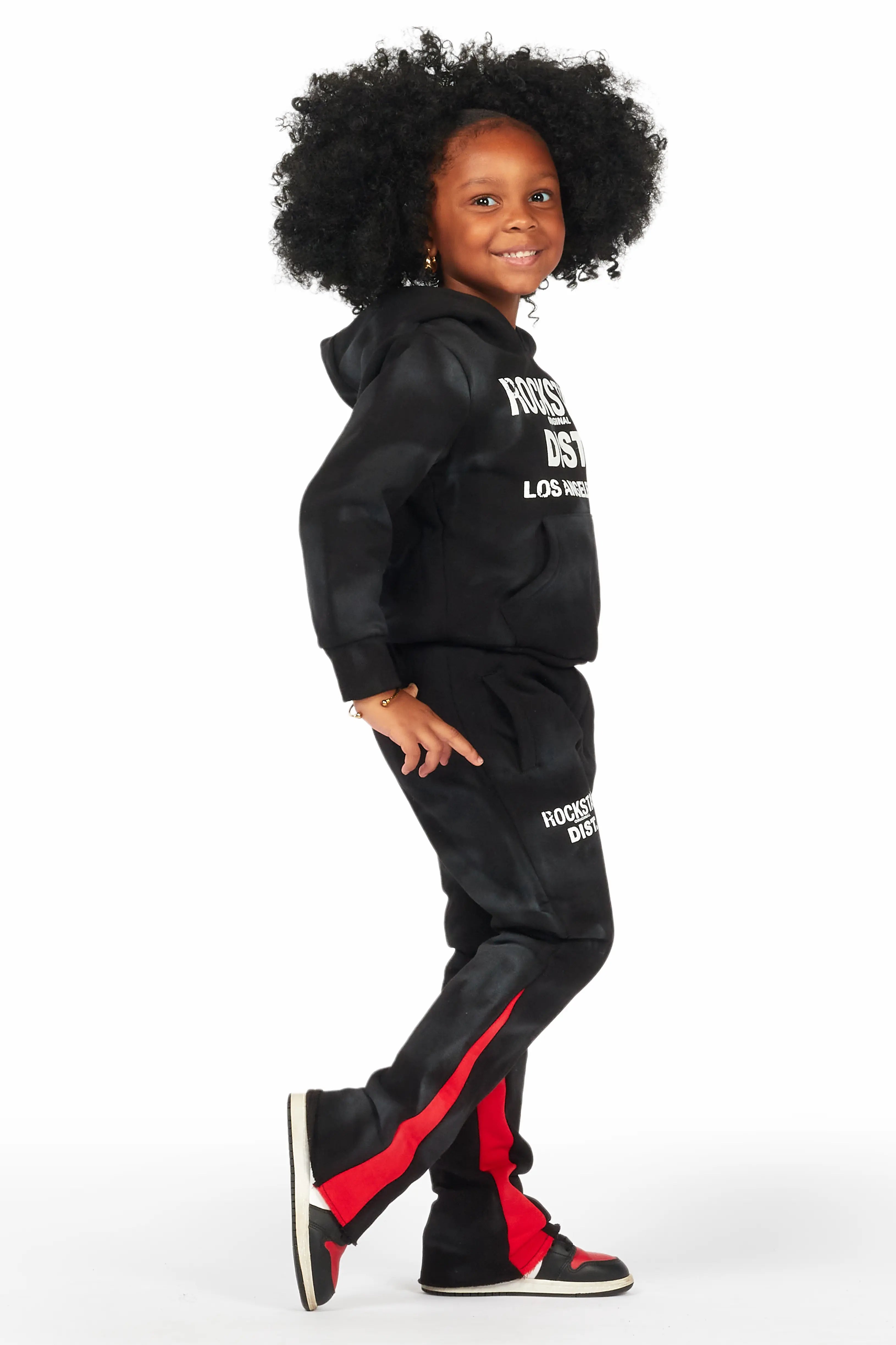 Girls Zenny Black/Red Stacked Pant Set