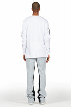 All Seeing Eyes White/Grey Long Sleeve T-Shirt/Baggy Pant Set