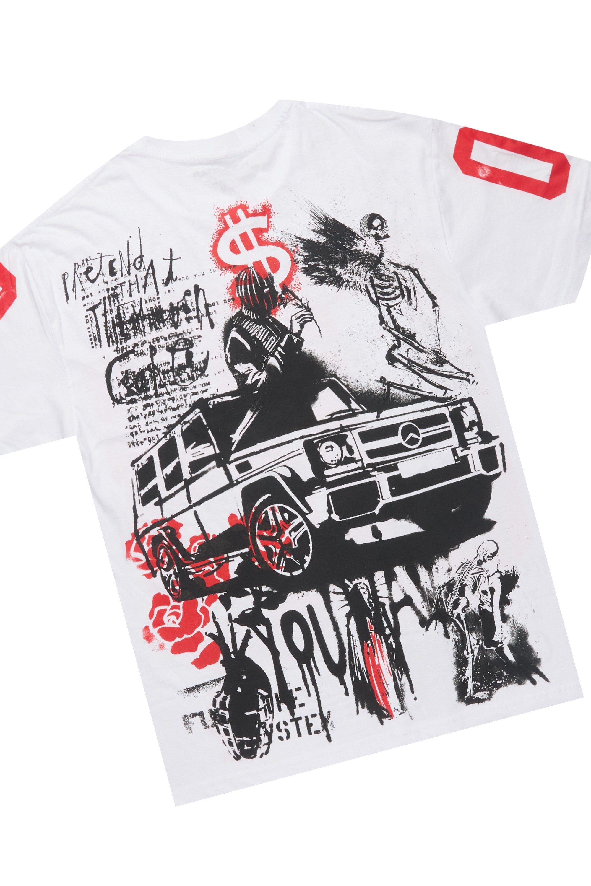 Grill White/Brown Graphic T-Shirt Short Set