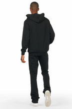 Raffer Black Hoodie/Stacked Flare Track Set