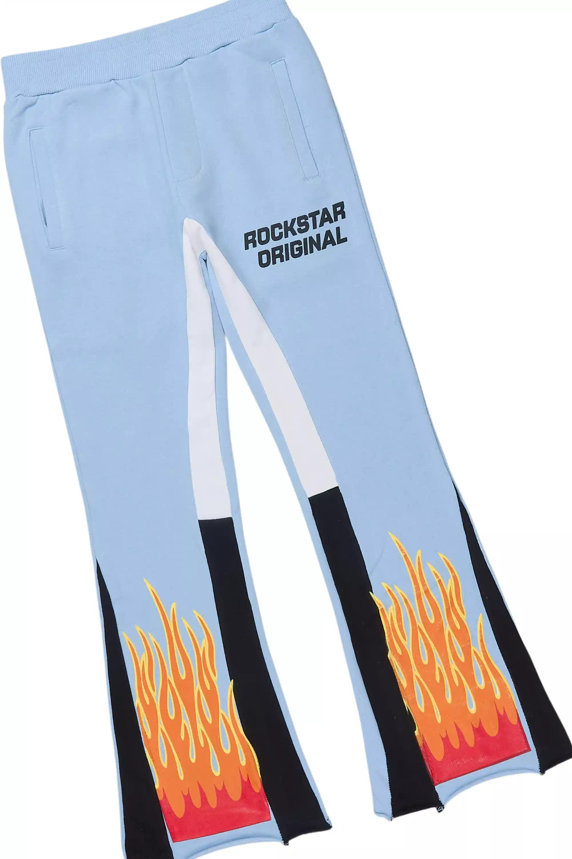 Boys Roeland Baby Blue/Red Stacked Flare Pant Set