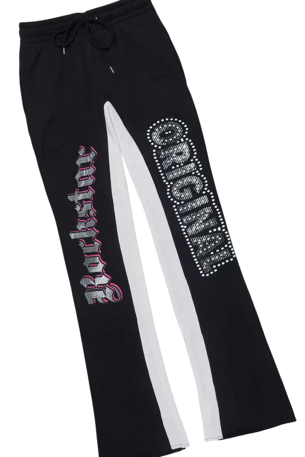 Bixner Black/Multi Hoodie/Baggy Stacked Track Pant Set