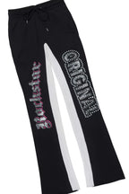 Bixner Black/Multi Hoodie/Baggy Stacked Track Pant Set