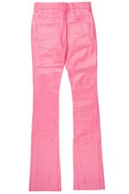 Barossa Hot Pink PU Cargo Stacked Flare Jean