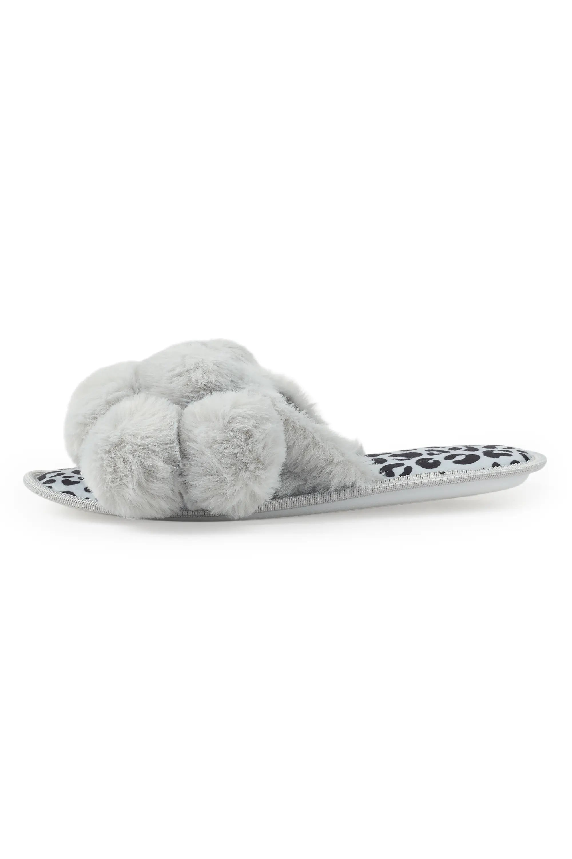 Kourtnay Grey Fur Slippers