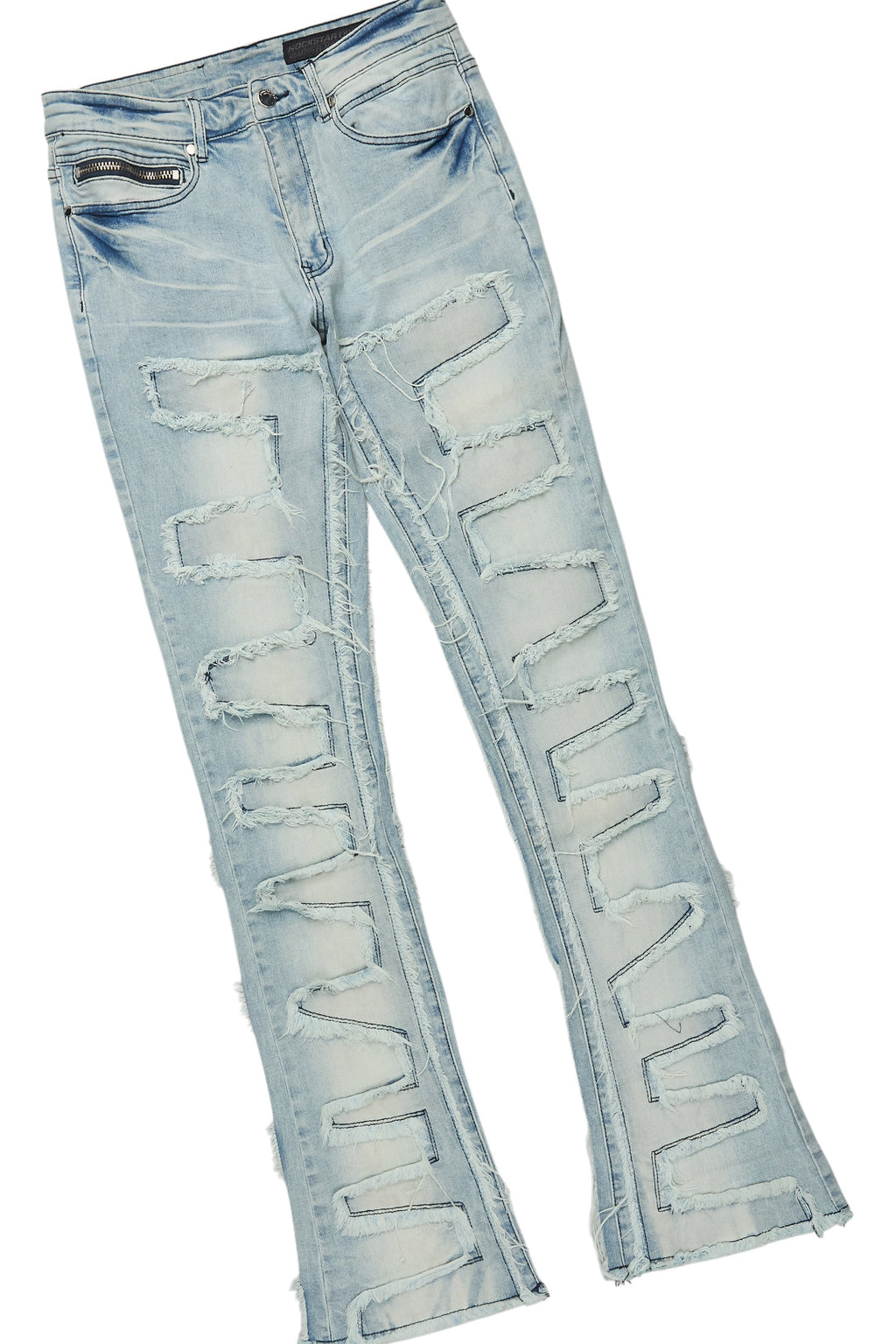 Beno White T-Shirt & Shake Blue Stacked Flare Jean Bundle