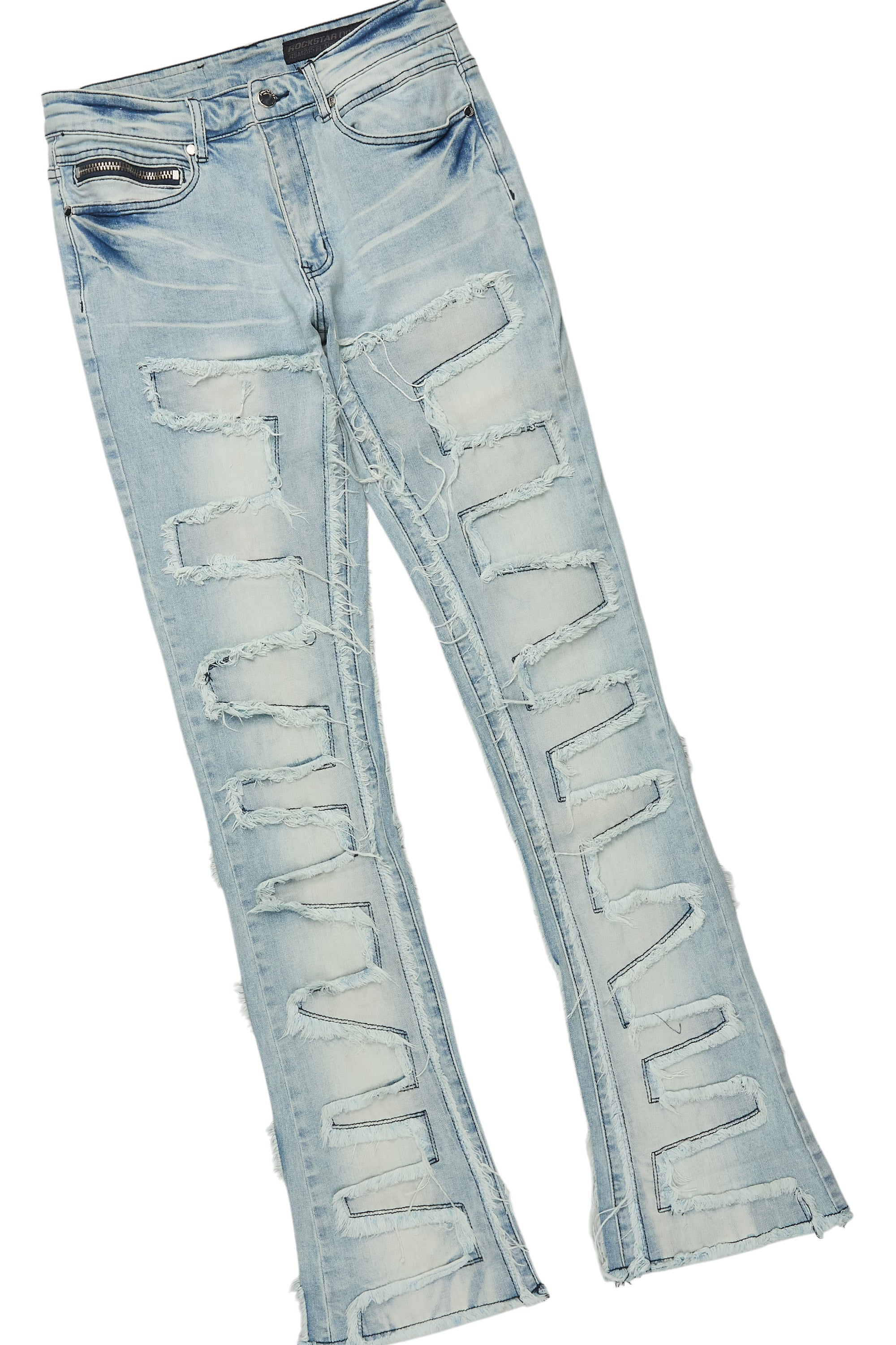 Beno White T-Shirt & Shake Blue Stacked Flare Jean Bundle