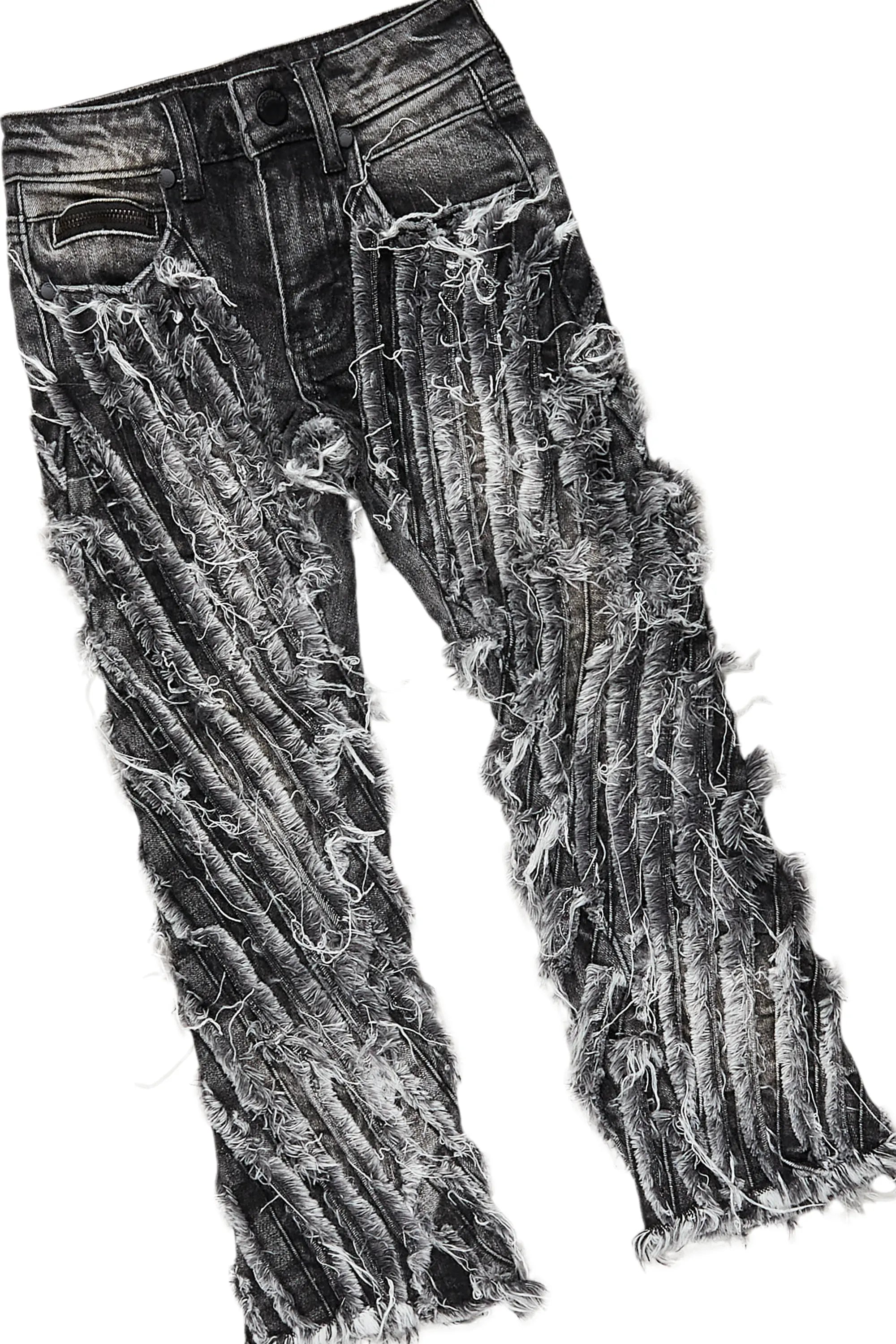 Boys Amina Black T-Shirt/Stack Flare Jean Set