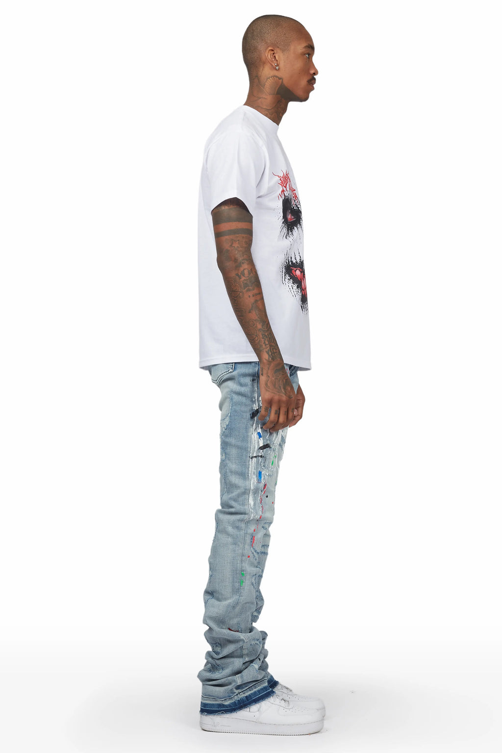 Misael Blue Painter Super Stacked Flare Jean