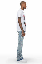 Misael Blue Painter Super Stacked Flare Jean