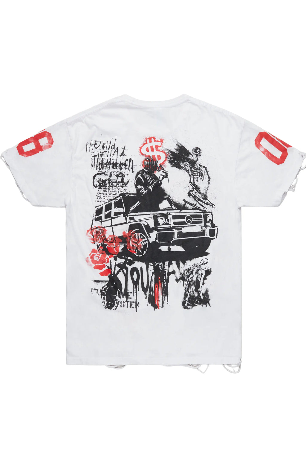 Grill White Graphic Oversized T-Shirt