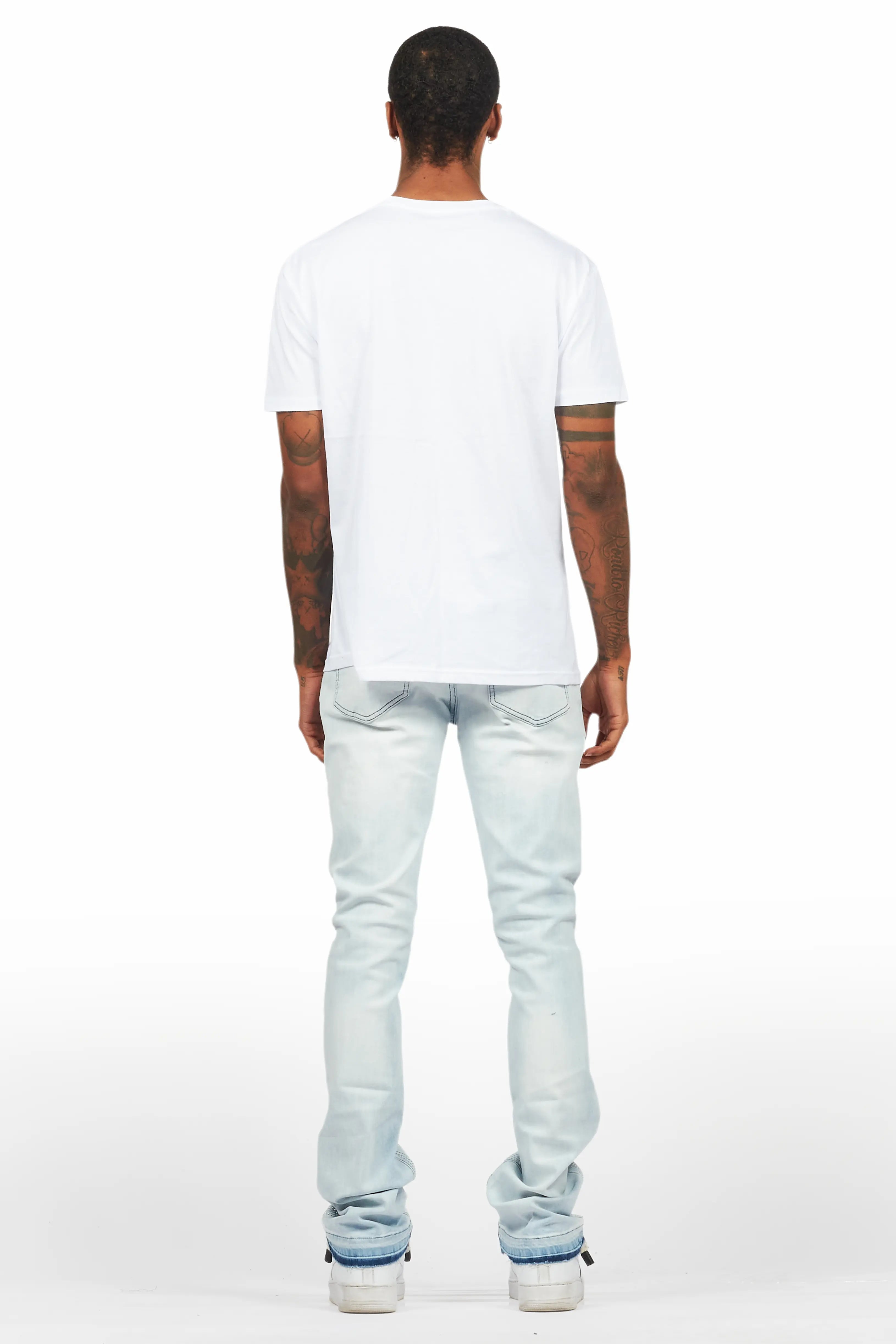 Samba Blue Rhinestone Stacked Flare Jean