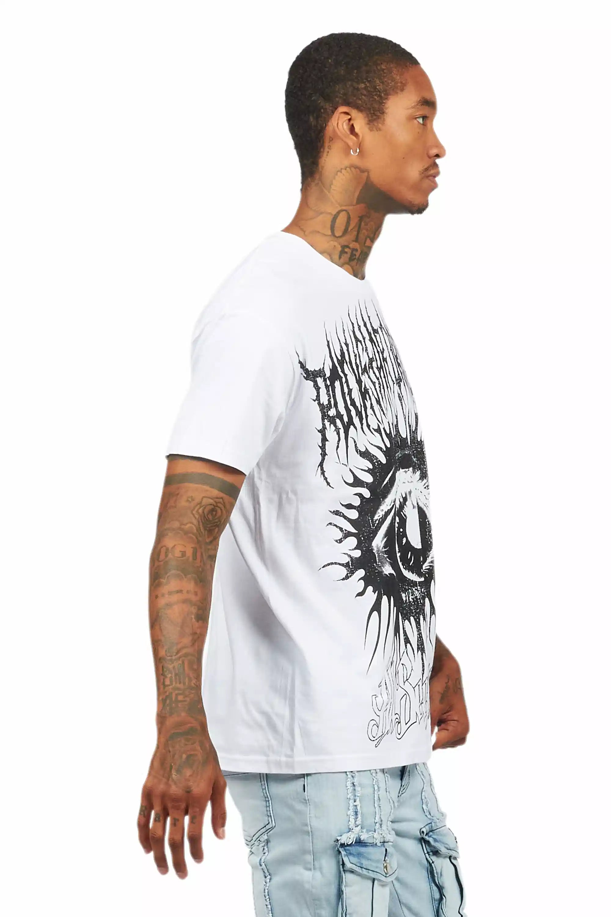 All Seeing Eyes White Graphic T-Shirt