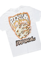 Boys Yuuki White/Beige T-Shirt Cargo Pant Set