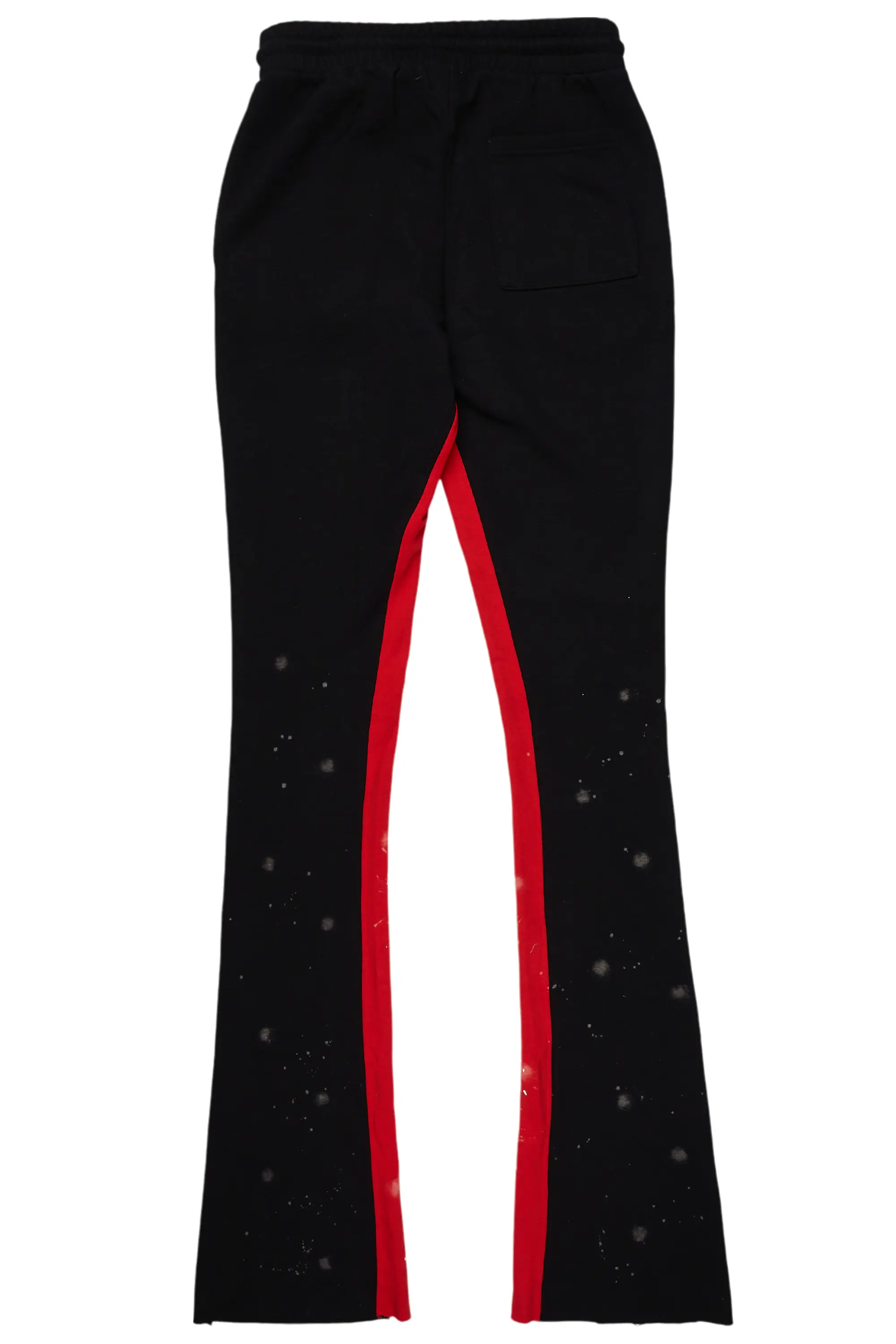 Vassar Black Patchwork Stacked Flare Track Pant