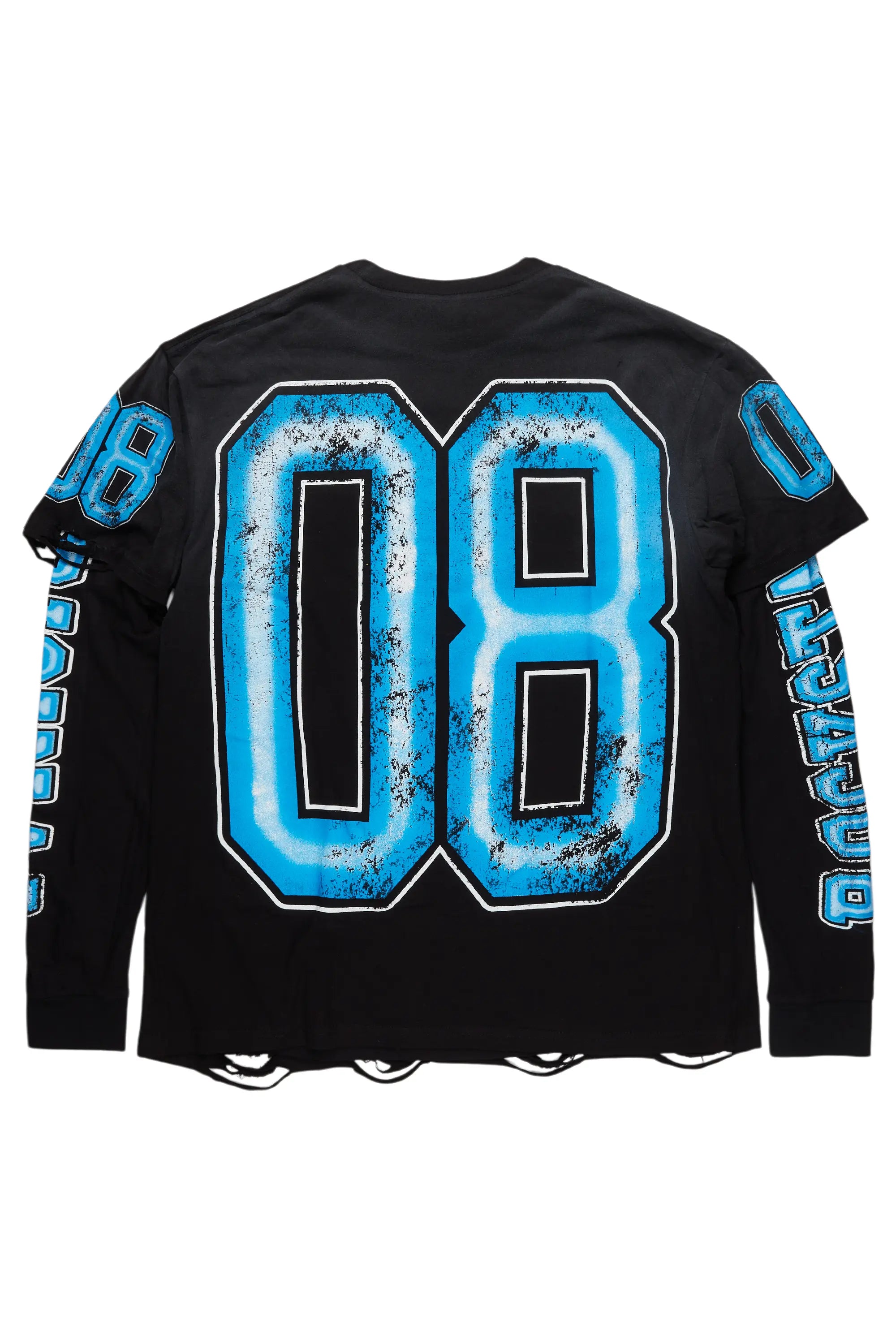 Fields Black/Blue Double Layer Long Sleeve Graphic T-Shirt