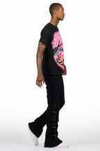 Attila Black Stacked Flare Jean
