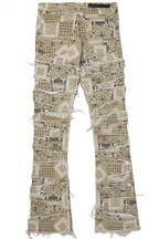 Fahim Beige Painter Stacked Flare Jean