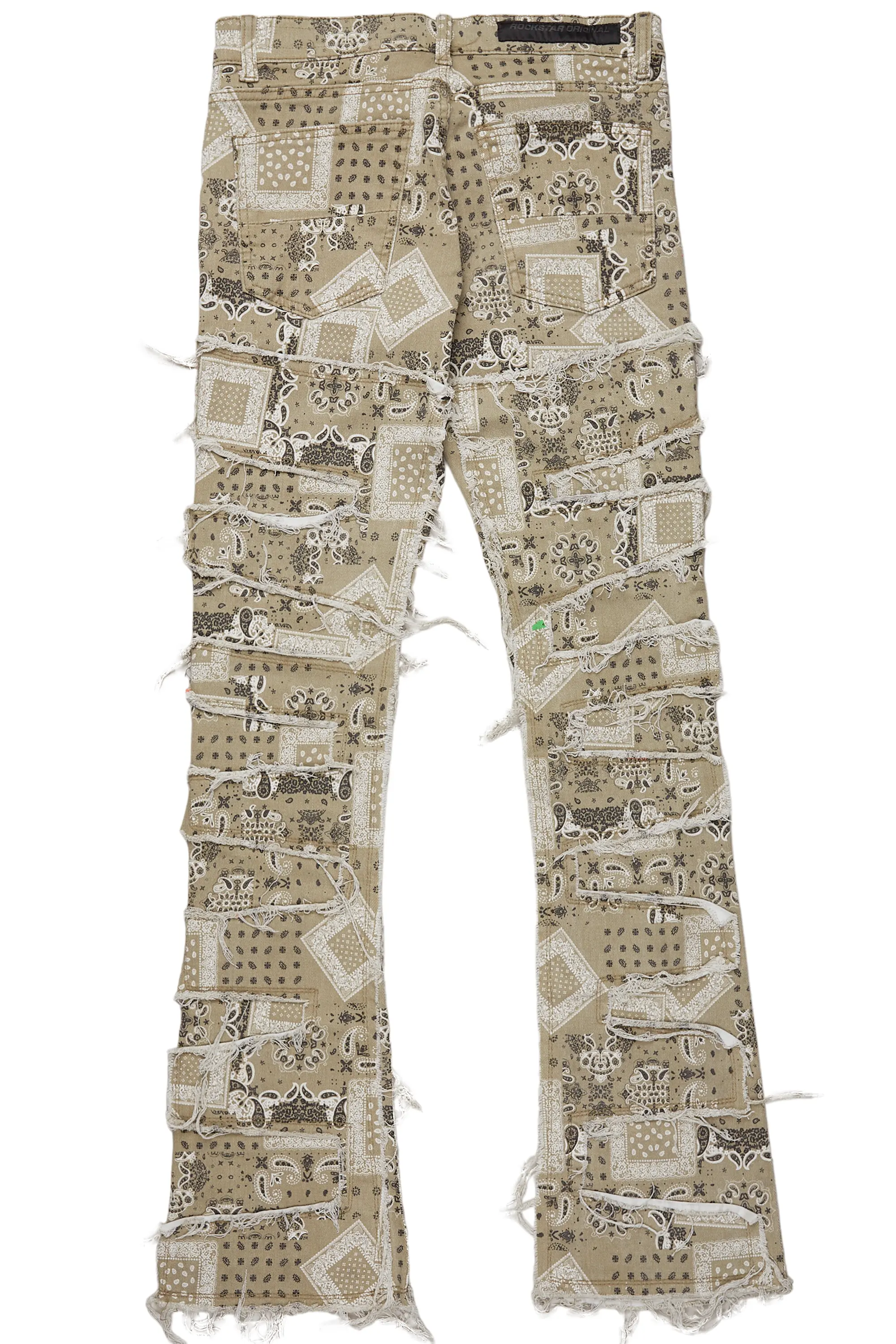 Fahim Beige Painter Stacked Flare Jean