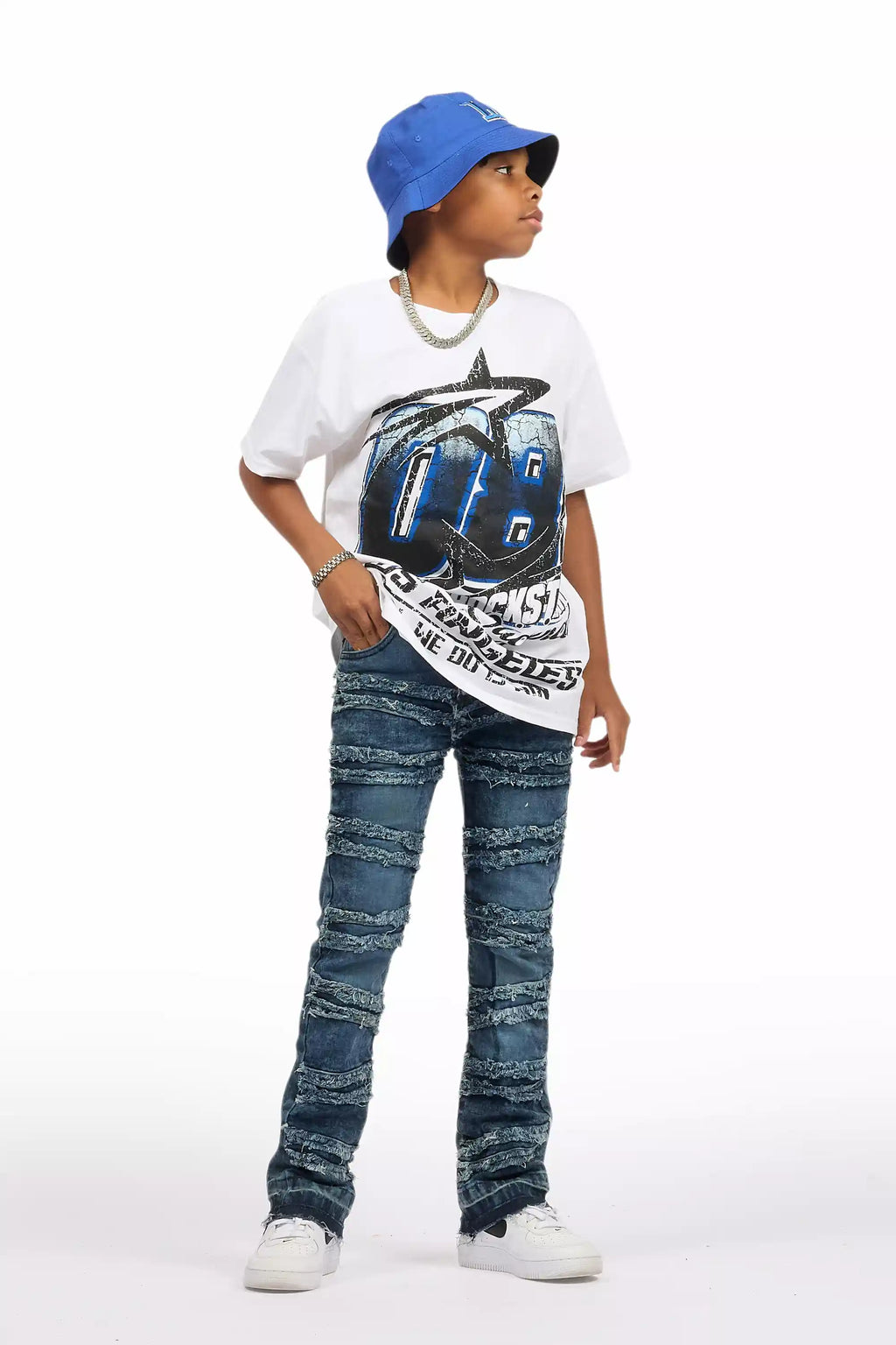 Boys Kastell White/Blue Graphic T-Shirt