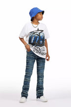Boys Kastell White/Blue Graphic T-Shirt