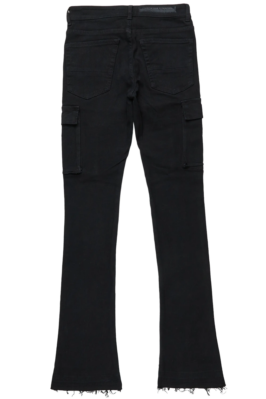 Sarg Black Cargo Stacked Flare Jean