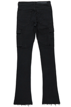 Sarg Black Cargo Stacked Flare Jean