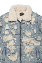 Faro Blue Denim Sherpa Puffer Jacket