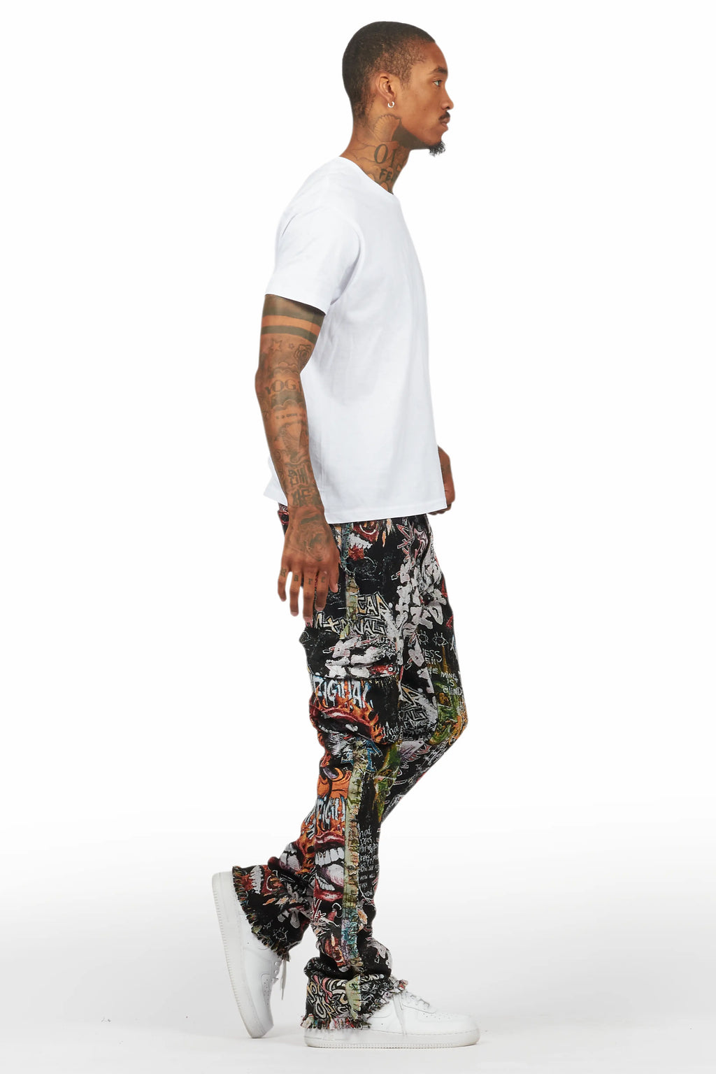 Jari Multi Stacked Tapestry Flare Jean