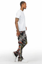 Jari Multi Stacked Tapestry Flare Jean