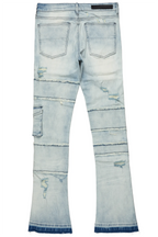 Folant Light Blue Stacked Cargo Flare Jean