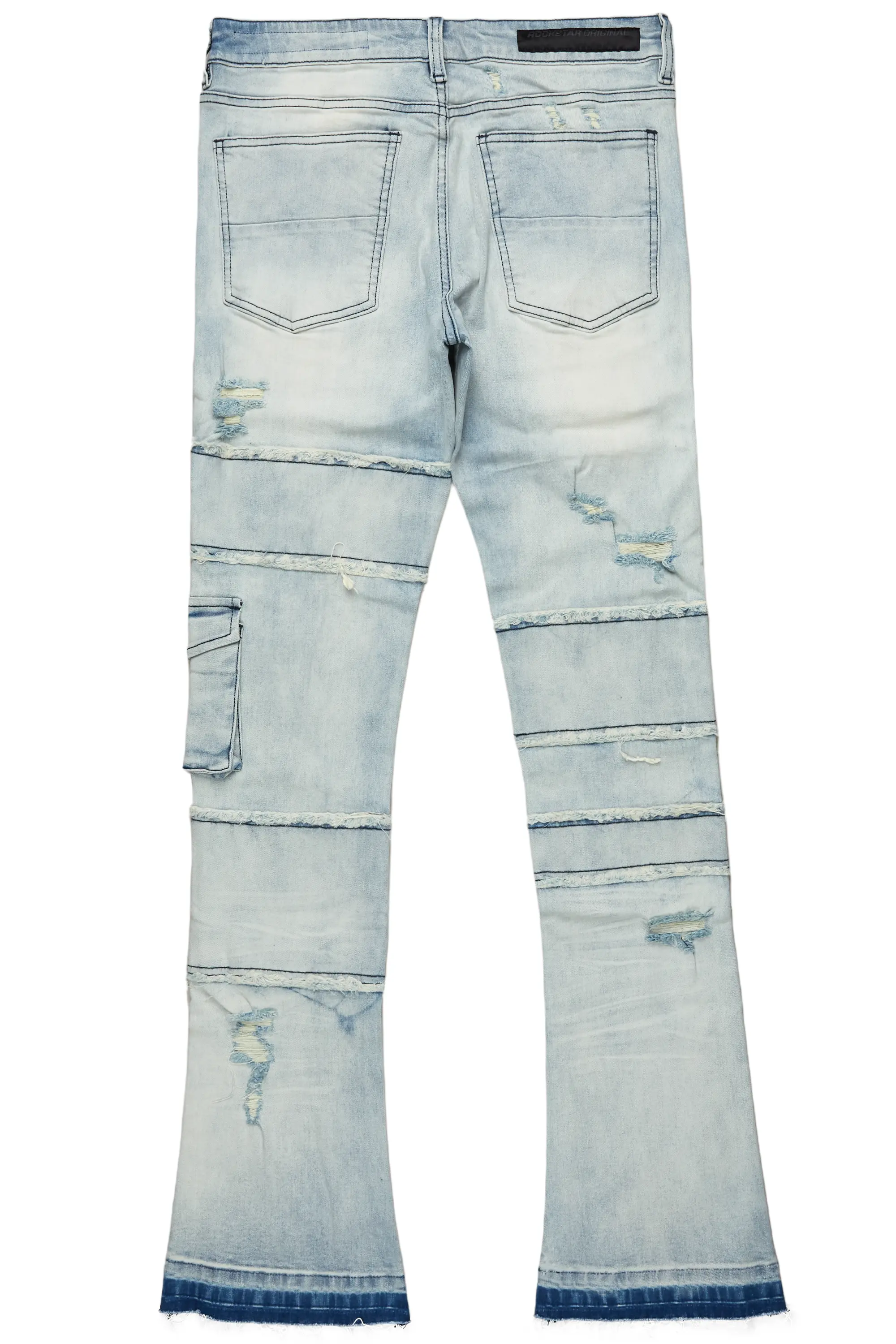 Folant Light Blue Stacked Cargo Flare Jean