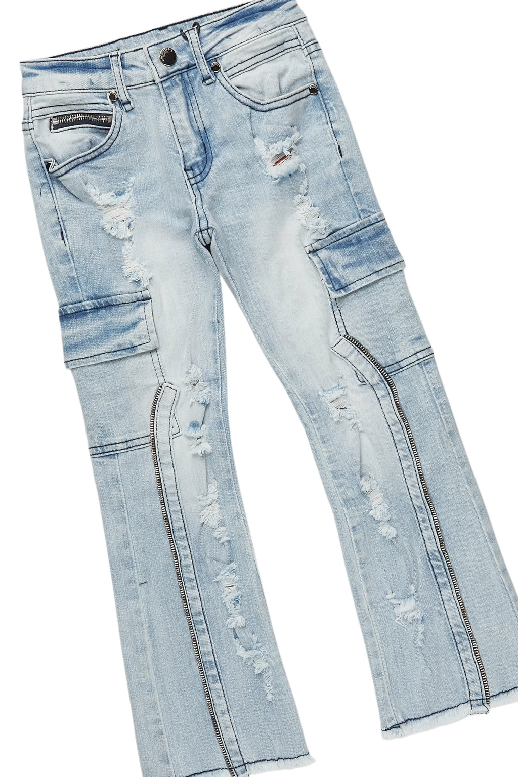 Boys Wizzurd White/Red T-Shirt/Stacked Flare Jean Set