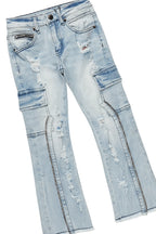 Boys Wizzurd White/Red T-Shirt/Stacked Flare Jean Set