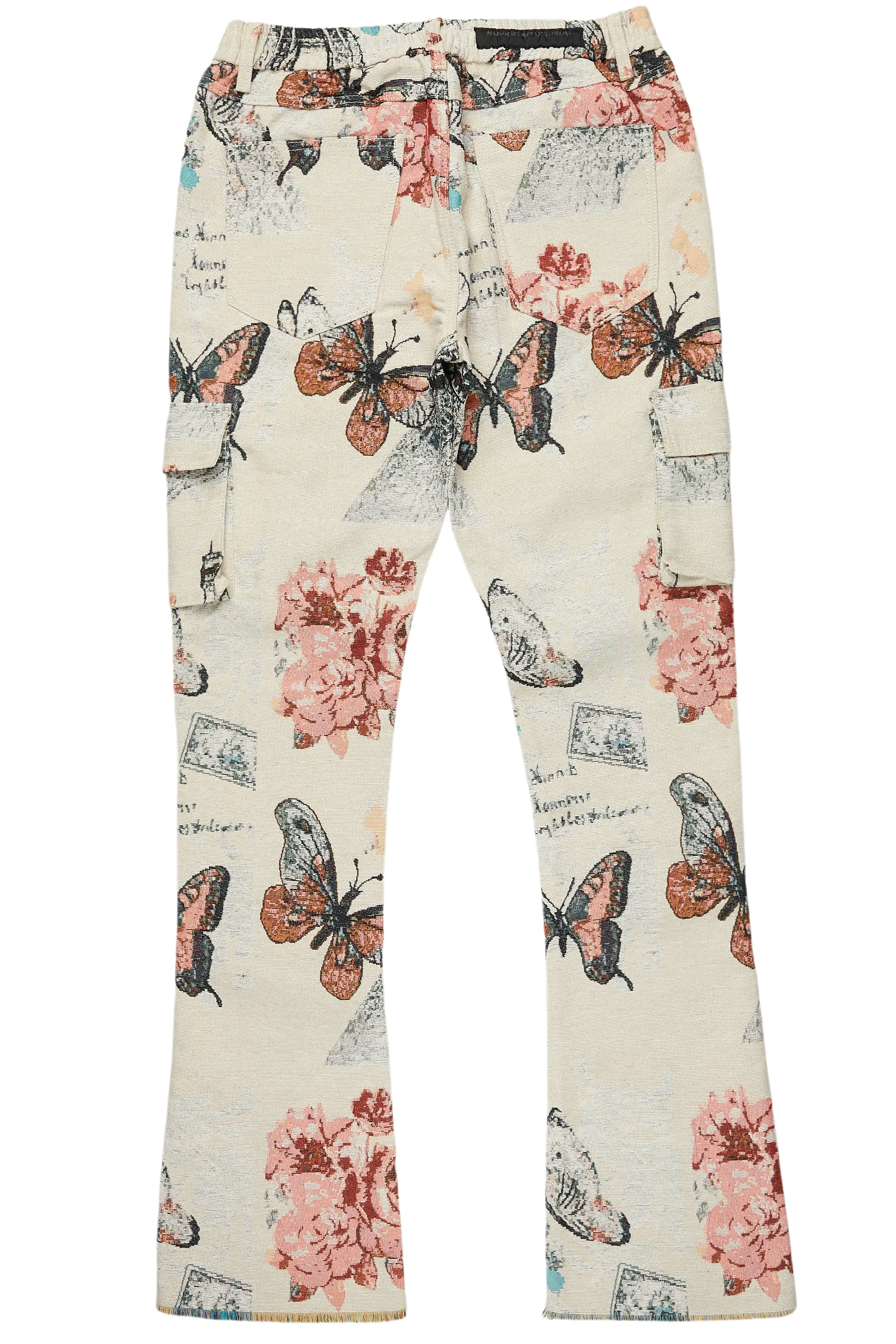 Girls Lamia Beige Multi Tapestry Stacked Flare Jean