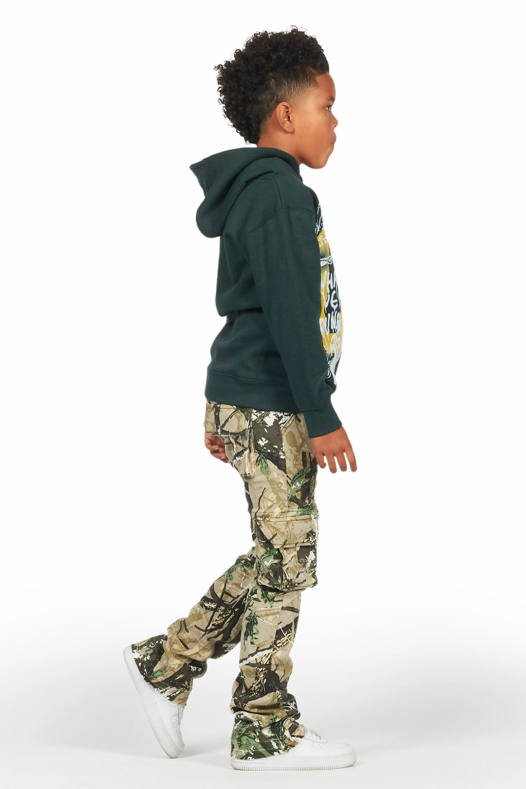 Boys Kirrem Tree Camo Stacked Flare Jean